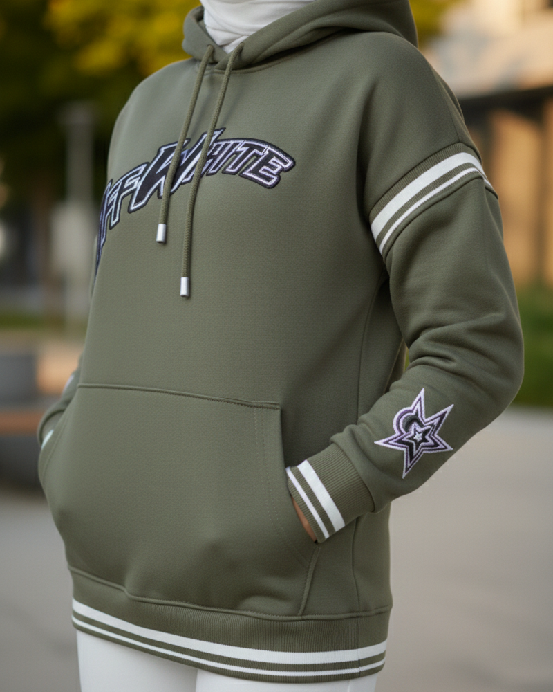 Off-White Hoodie – Olive Green