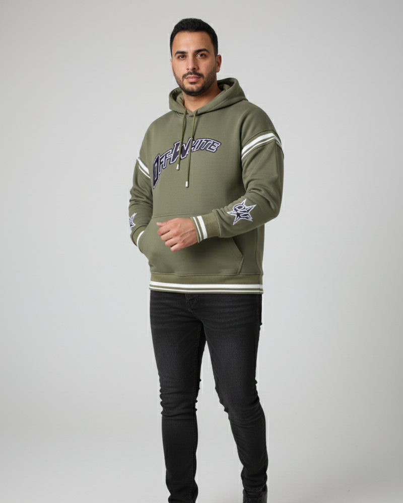 Off-White Hoodie – Olive Green