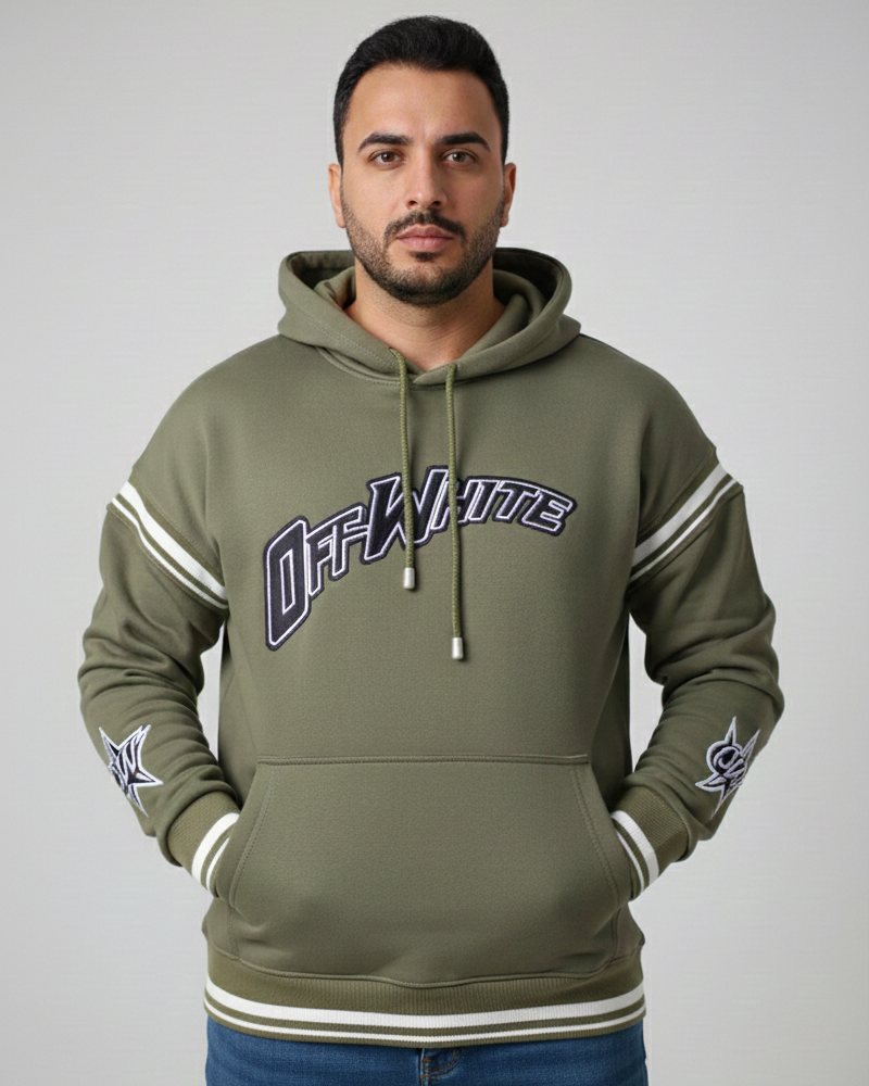 Off-White Hoodie – Olive Green