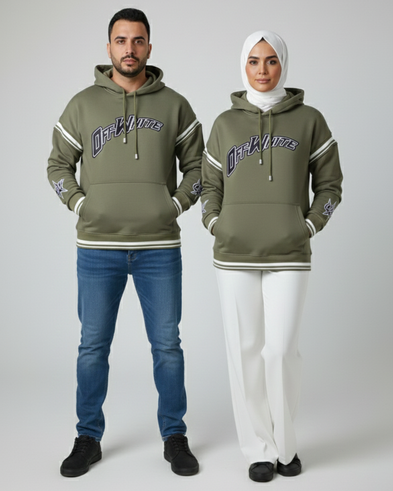 Off-White Hoodie – Olive Green