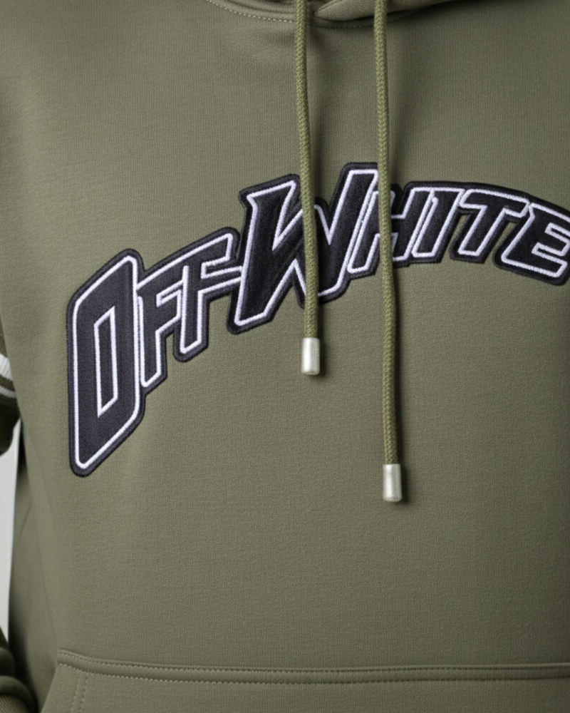 Off-White Hoodie – Olive Green